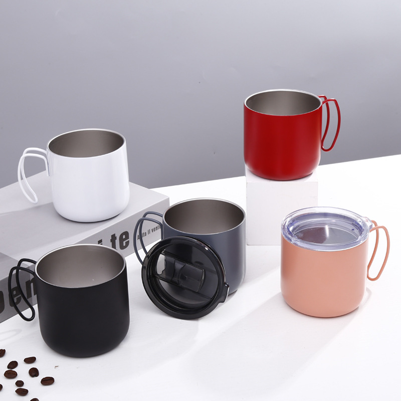 Tasse à café en acier inoxydable à double paroi de 12 oz avec couvercle